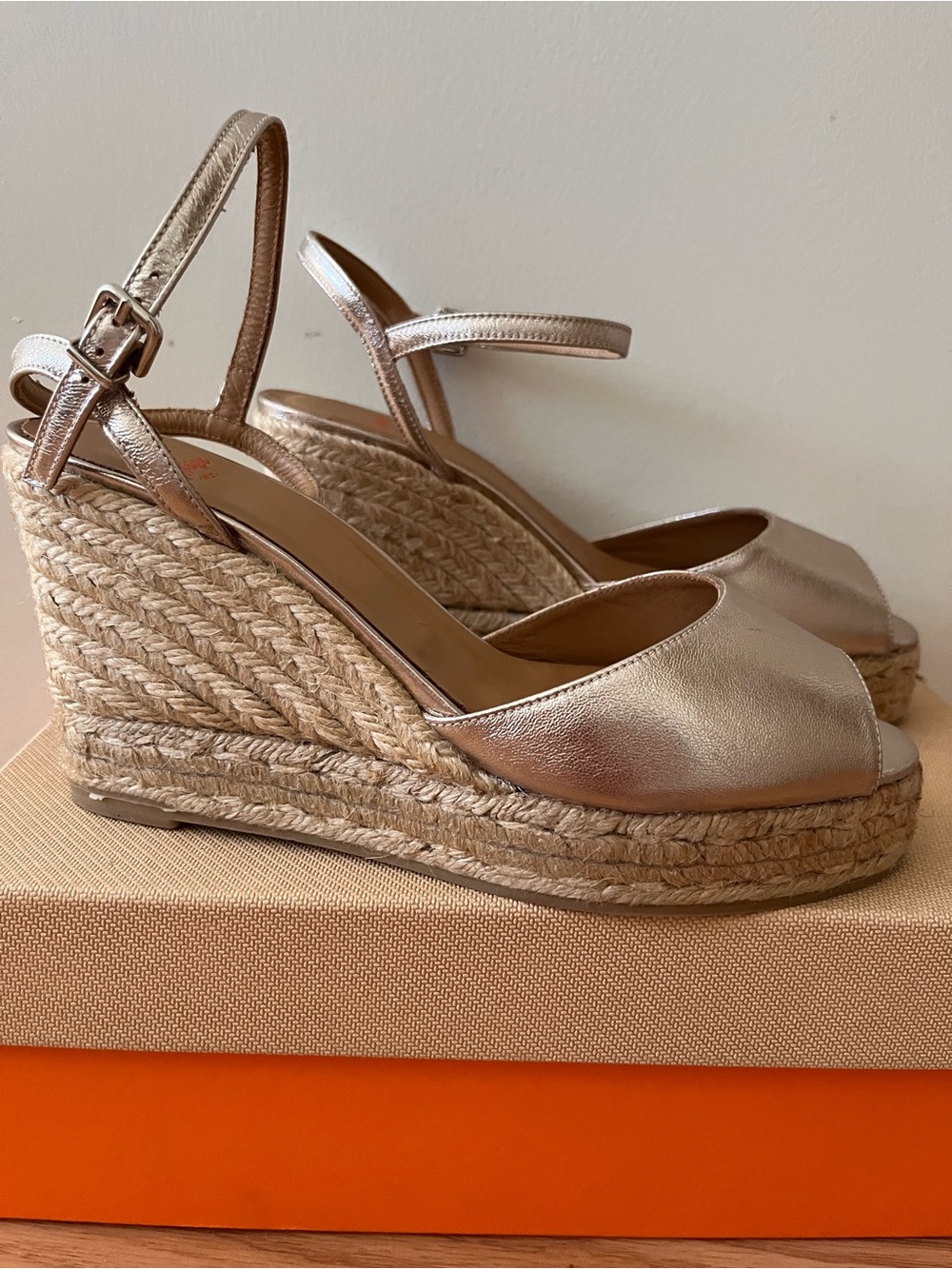 Castaner Metallic Silver Braided Jute Espadrille Wedges - NIB - Picture 5 of 14
